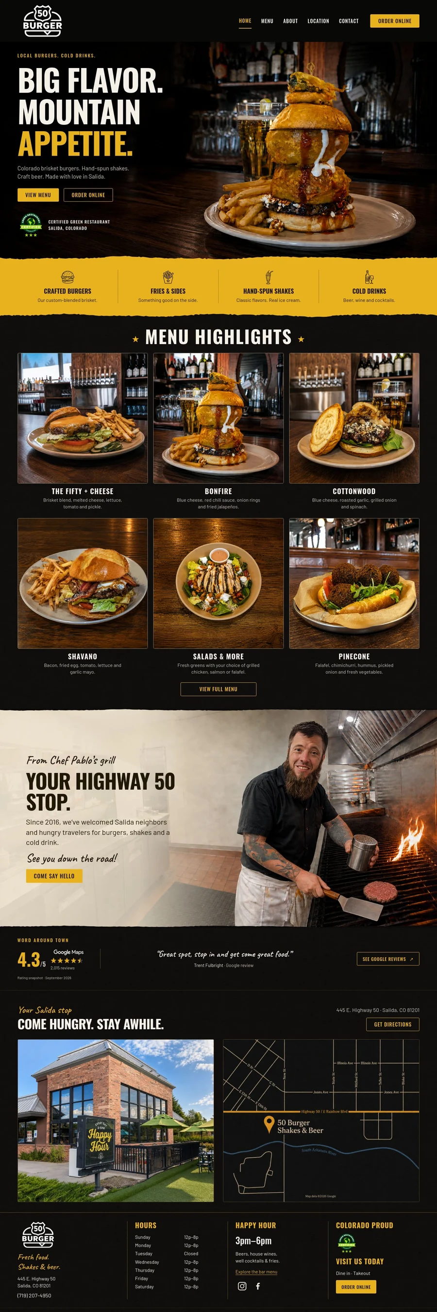 50 Burger, Shakes and Beer website preview