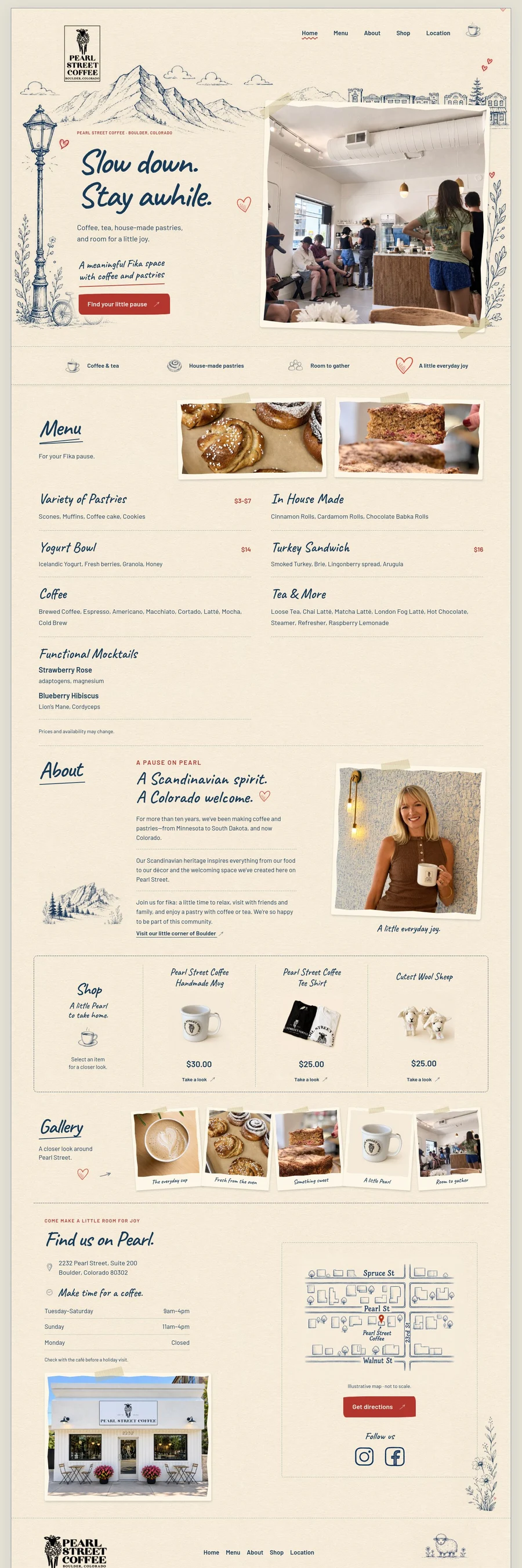 Pearl Street Coffee website preview