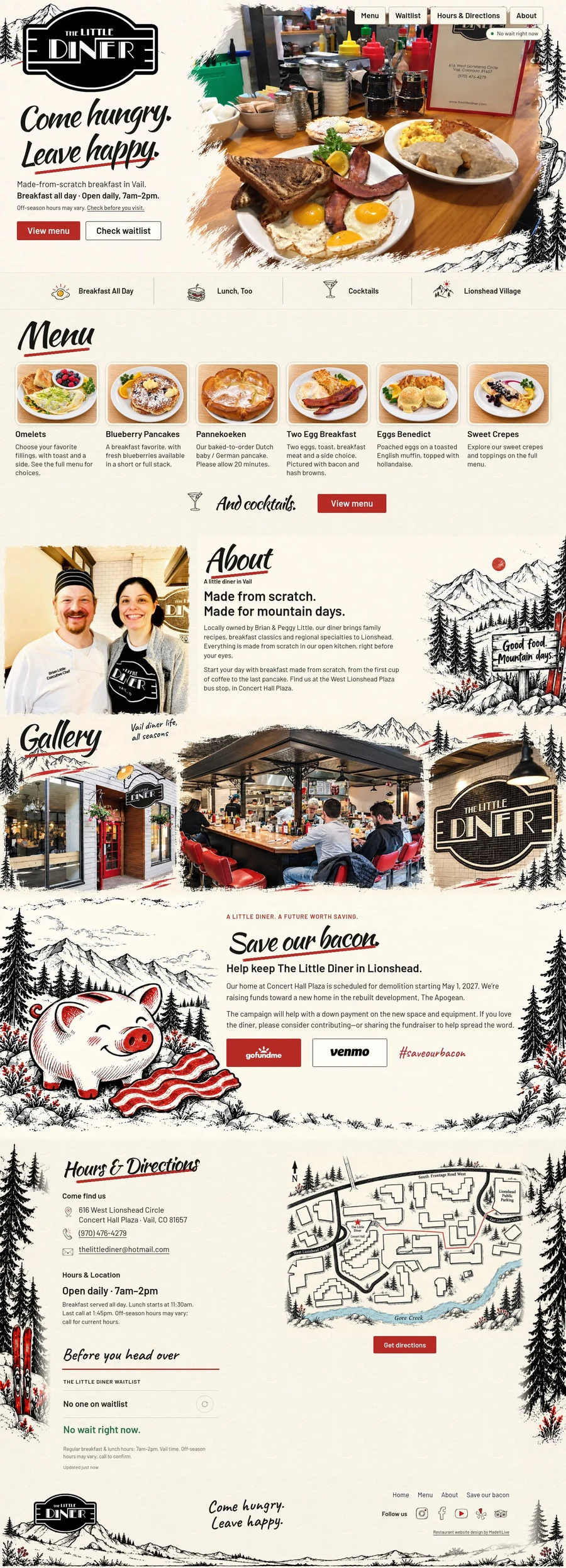 The Little Diner website preview
